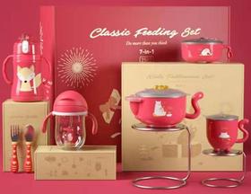 美国babycare 新年礼盒 宝宝餐具礼盒儿童保温杯学饮杯辅食注水保温碗