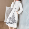 OL9419时尚保暖立领水墨印花白鸭绒羽绒服 商品缩略图0