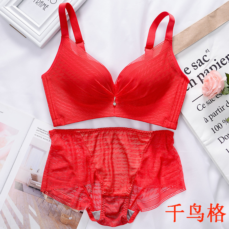 内衣文胸本命年红色内衣_多本命年红色内衣女士结婚喜庆无钢圈大红