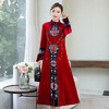 F-2062刺绣金丝绒棉服棉衣高端大气旗袍立领绣花外套 商品缩略图0
