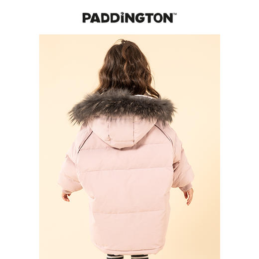 开团|Paddington Bear帕丁顿熊儿童羽绒服男女童长款毛领羽绒2019新款冬装外套 商品图4