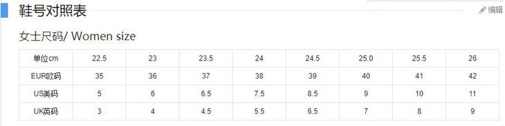 女鞋尺码表