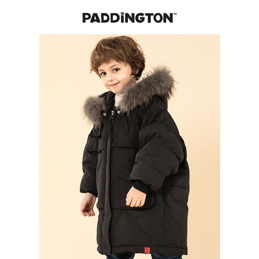 开团|Paddington Bear帕丁顿熊儿童羽绒服男女童长款毛领羽绒2019新款冬装外套 商品图1