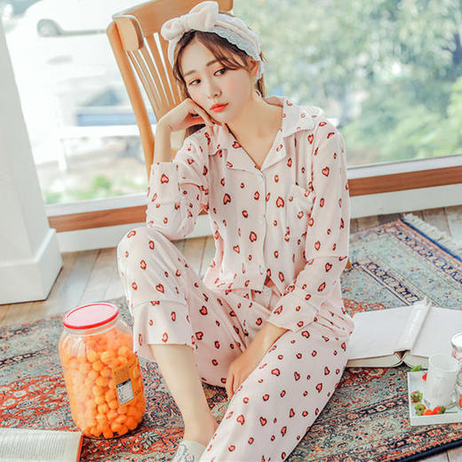 QYSY-268冬季新品开衫翻领韩版加厚金丝绒清新家居服睡衣套装 商品图4