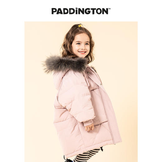 开团|Paddington Bear帕丁顿熊儿童羽绒服男女童长款毛领羽绒2019新款冬装外套 商品图2