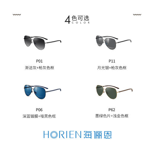 海俪恩新款复古简约男士偏光墨镜潮金属框太阳镜N6757 商品图3