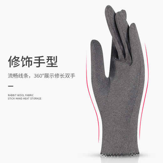 女士居家日用手套秋冬季防风休闲触屏保暖修饰手型薄手套 商品图3