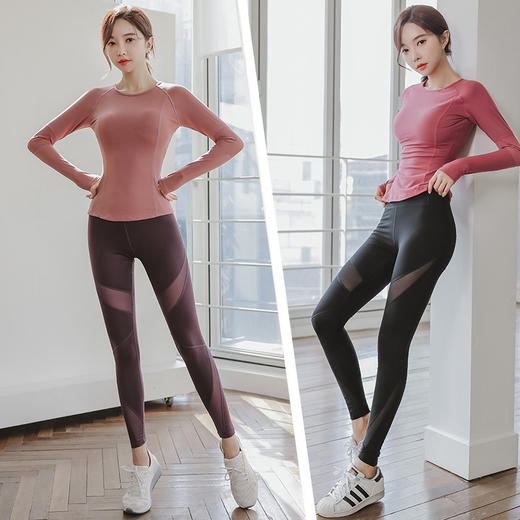 SM-S812-K903秋冬新款瑜伽服套装健身服女长袖套装（带胸垫） 商品图0