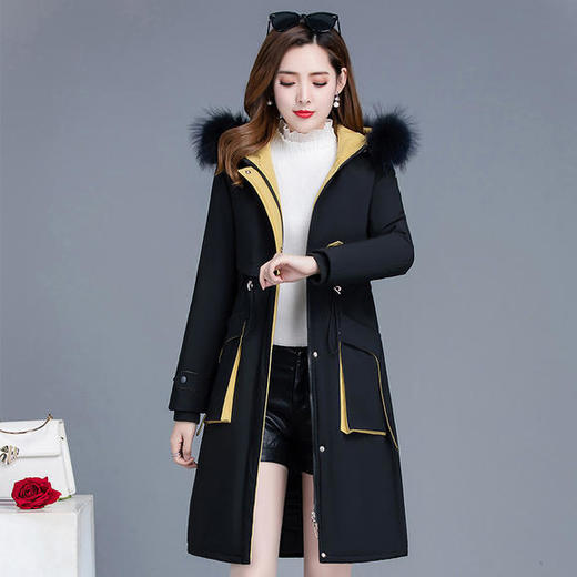 时尚加厚保暖，大毛领中长款连帽派克棉服YW-KSF19C097MS 商品图4