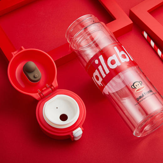 大嘴猴(Paul Frank) PFD051 双层玻璃杯300ML 创意弹盖水杯 便携车载随手杯男女耐热家用过滤茶杯 商品图3