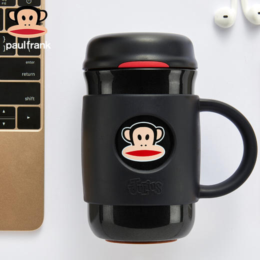 大嘴猴（PaulFrank）PFD005保温杯黑色商务办公水杯带把手真空不锈钢杯子340ML 商品图4