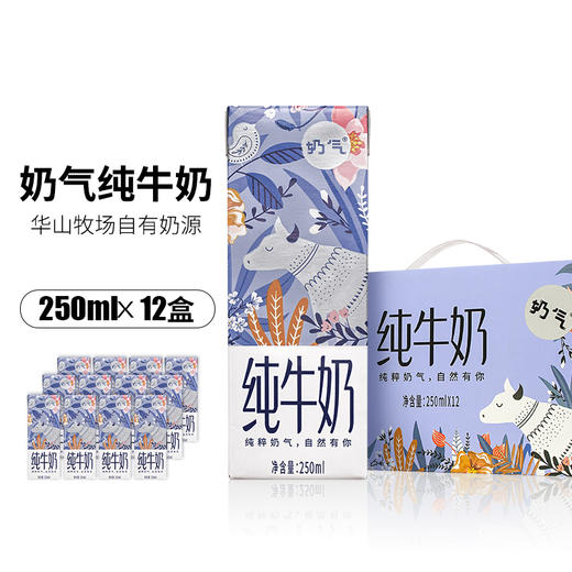 华山牧奶气纯牛奶250ml*12盒整箱早餐牛奶