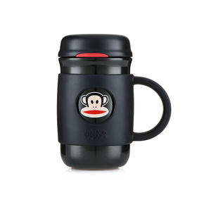 大嘴猴（PaulFrank）PFD005保温杯黑色商务办公水杯带把手真空不锈钢杯子340ML