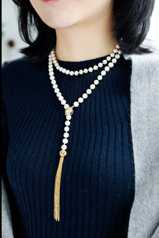 百搭、典雅、时髦|淡水珠流苏长链，时尚又撩人、怎么戴都好看 商品图3