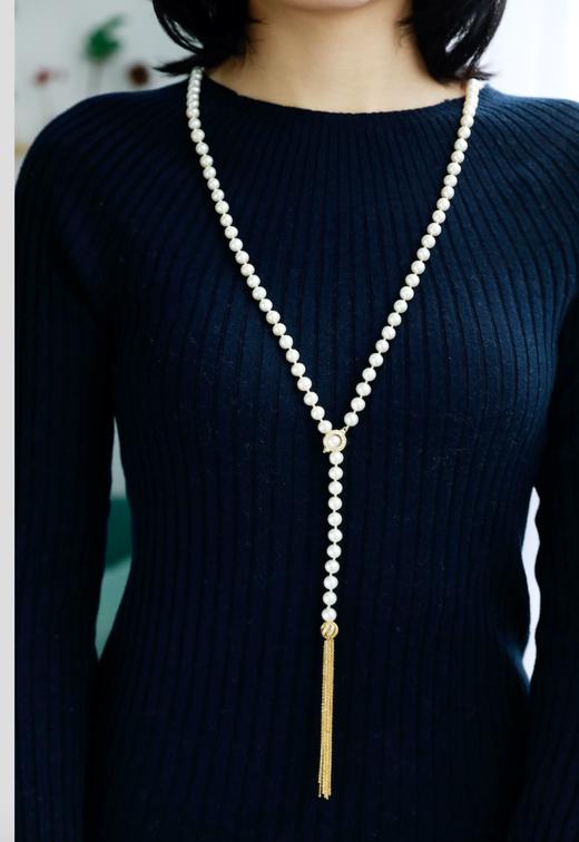 百搭、典雅、时髦|淡水珠流苏长链，时尚又撩人、怎么戴都好看 商品图2