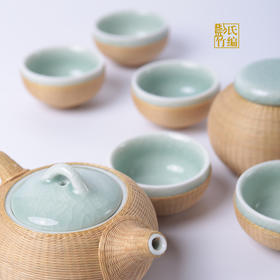 八头翠玉竹编茶具