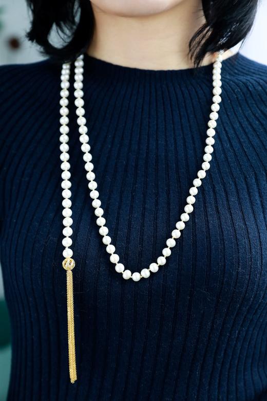 百搭、典雅、时髦|淡水珠流苏长链，时尚又撩人、怎么戴都好看 商品图4