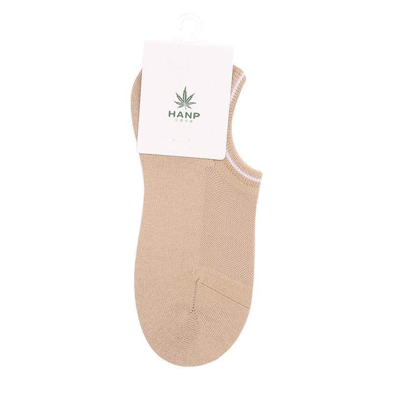 hanp/汉麻世家19新品女棉麻短袜防臭学院风女士船袜4双装