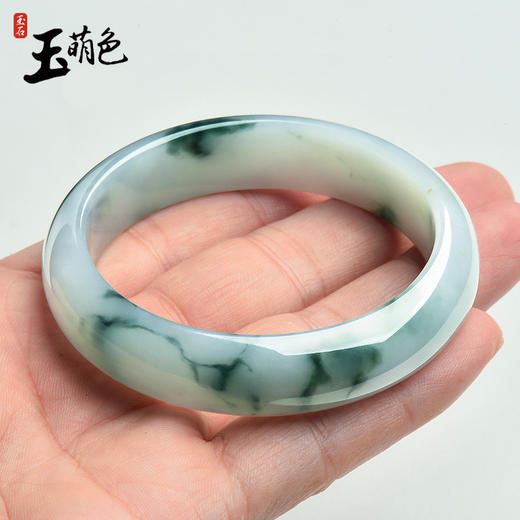 ZHX-玉萌色缅甸冰种飘花翡翠手镯 商品图3