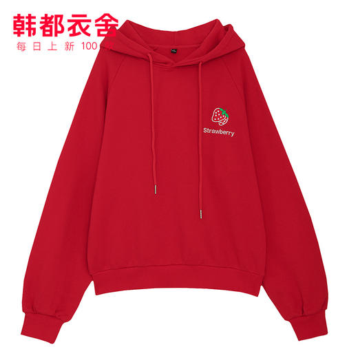 韩都衣舍2019秋冬新款女装韩版香味上衣宽松套头连帽加绒加厚卫衣 商品图4