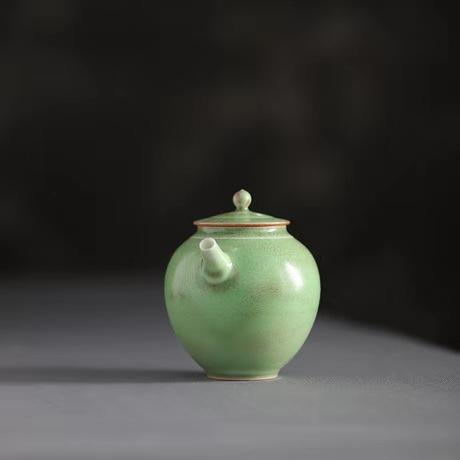 「纯手工球孔景德镇陶瓷茶壶」翡翠绿茶壶 窑变釉个人把玩茶壶 主人壶 商品图2
