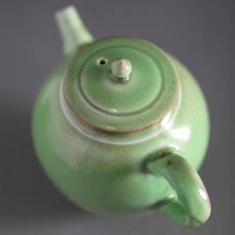 「纯手工球孔景德镇陶瓷茶壶」翡翠绿茶壶 窑变釉个人把玩茶壶 主人壶 商品图3