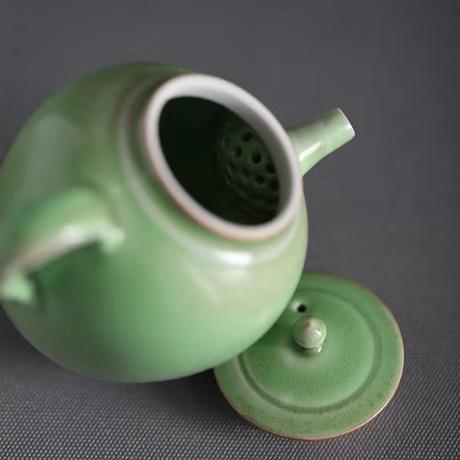 「纯手工球孔景德镇陶瓷茶壶」翡翠绿茶壶 窑变釉个人把玩茶壶 主人壶 商品图4