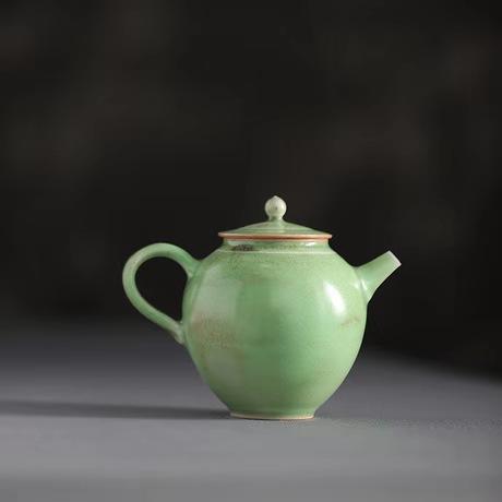 「纯手工球孔景德镇陶瓷茶壶」翡翠绿茶壶 窑变釉个人把玩茶壶 主人壶 商品图1