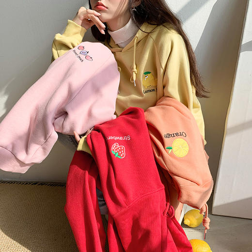 韩都衣舍2019秋冬新款女装韩版香味上衣宽松套头连帽加绒加厚卫衣 商品图0