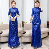 KYFS-9369修身鱼尾蓝色长款走秀礼服连衣裙 商品缩略图4