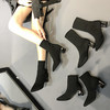 MS-秋冬针织电镀粗跟中筒女士马丁靴 商品缩略图1
