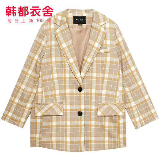 韩都衣舍2019冬装新款韩版女装宽松上衣气质格子复古西装RU2039筱 商品图3