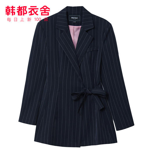 韩都衣舍2020春装新款韩版女装宽松条纹系带女士西装RJ9037樰 商品图3