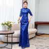 KYFS-9369修身鱼尾蓝色长款走秀礼服连衣裙 商品缩略图0