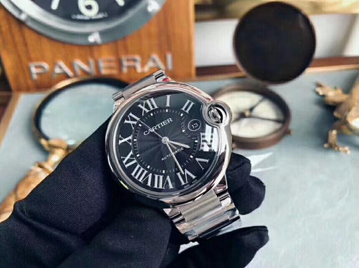 限时特价    卡地亚 V6大号蓝气球系列 黑盘 黑面款，大号42mm 所有细节还原专柜，进口机械零返修 商品图0