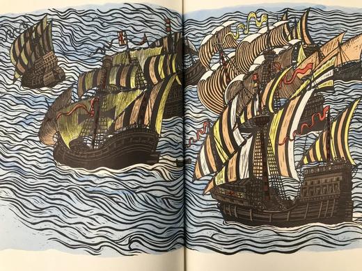 限量签名本 哥伦布航海记 葡萄牙画家弗雷塔斯彩色木版画插图 精装8开带书匣 商品图9