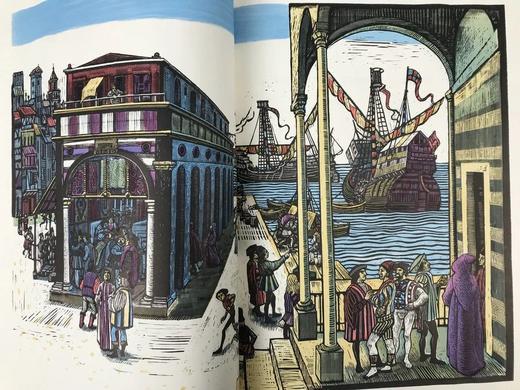 限量签名本 哥伦布航海记 葡萄牙画家弗雷塔斯彩色木版画插图 精装8开带书匣 商品图11