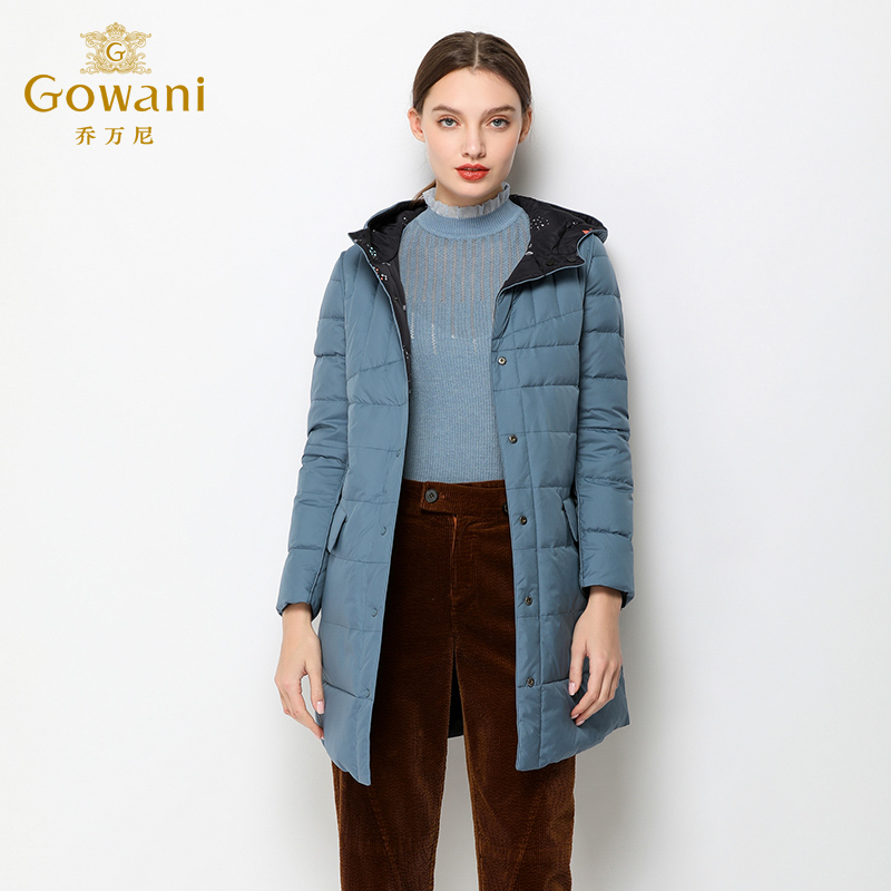 乔万尼羽绒服2019年冬季新款欧洲站女装两面穿保暖羽绒服中长款en4t
