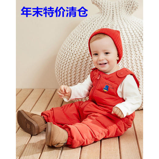 【专柜新品】婴儿羽绒长裤男女宝宝背带长裤2019冬装加厚儿童裤子 商品图0