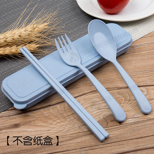餐具套装小麦秸秆儿童便携三件套勺叉筷子 商品图6