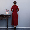 WXG-19588新款长袖修身拼接复古礼服连衣裙 商品缩略图4