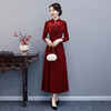WXG-19588新款长袖修身拼接复古礼服连衣裙 商品缩略图0