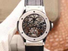 JB宇舶（恒宝）经典融合（CLASSIC FUSION）系列陀飞轮，圈口直径42mm，外壳直径45mm，厚度11.7mm。HUB6010手动上链陀飞轮机芯