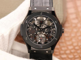 JB宇舶（恒宝）经典融合（CLASSIC FUSION）系列陀飞轮，圈口直径42mm，外壳直径45mm，厚度11.7mm。HUB6010手动上链陀飞轮机芯。