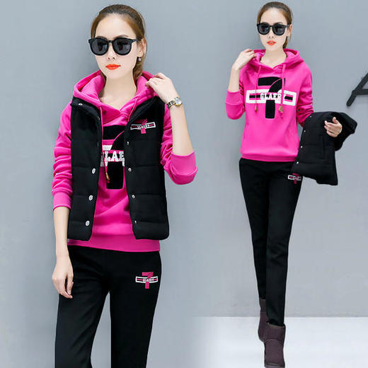 XR-603秋冬新款韩版时尚休闲加绒加厚运动服套装 商品图1