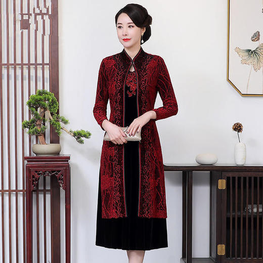 MY-59071新款喜婆婆婚礼婚宴礼服连衣裙两件套 商品图0