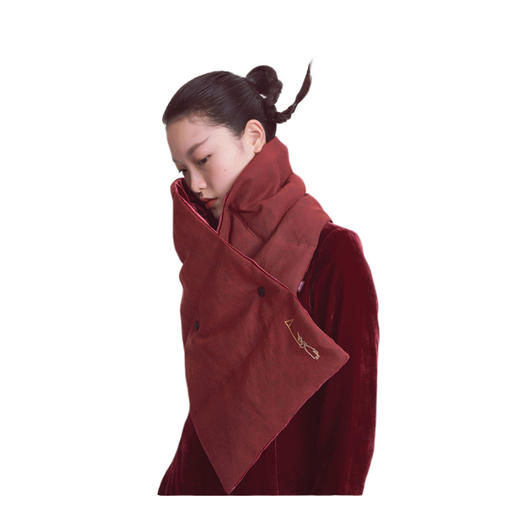 香云纱红莨羽绒围巾 宫里的世界×德玺见萩 商品图0