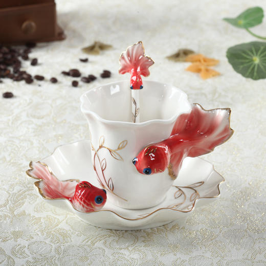 金福兰珐琅瓷金鱼咖啡杯 年年有余餐饮用具茶杯套装 商品图8