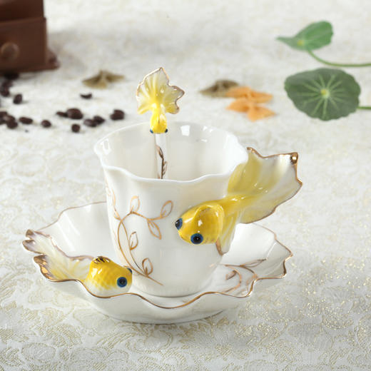 金福兰珐琅瓷金鱼咖啡杯 年年有余餐饮用具茶杯套装 商品图7