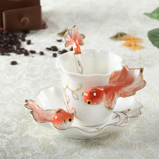 金福兰珐琅瓷金鱼咖啡杯 年年有余餐饮用具茶杯套装 商品图2